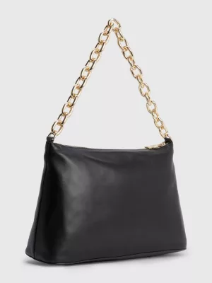 Bolsa de ombro de couro com alça de corrente