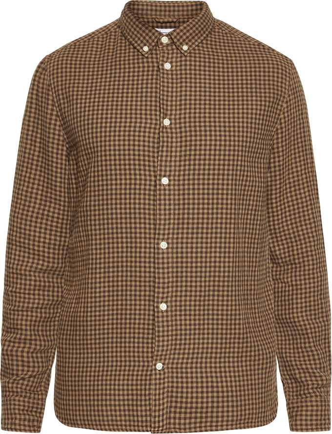 Knowledge Cotton Apparel Regular fit double layer checkered shirt - GOTS/Vegan Brown check