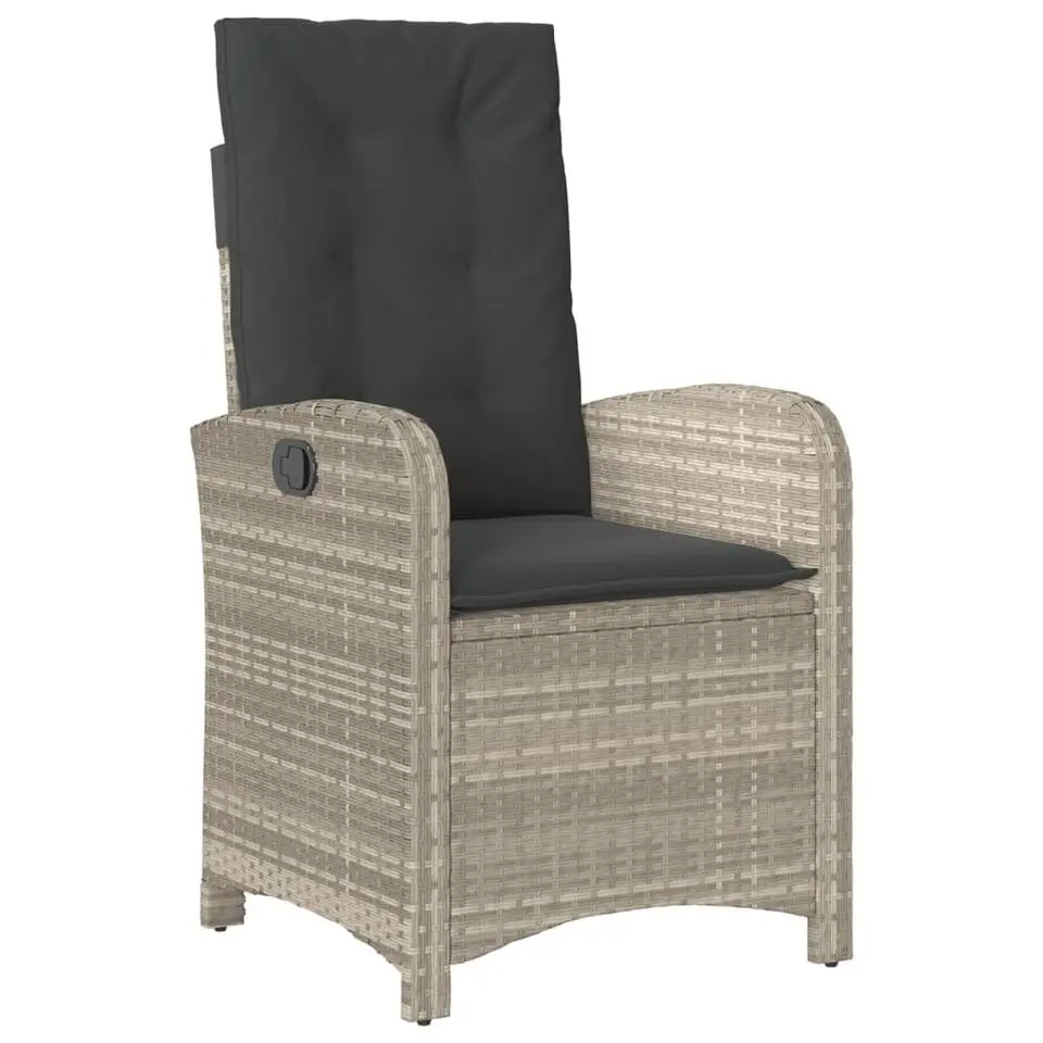 vidaXL - Tuinstoelen verstelbaar - Grijs - Poly rattan - 2 stuks - Met kussens