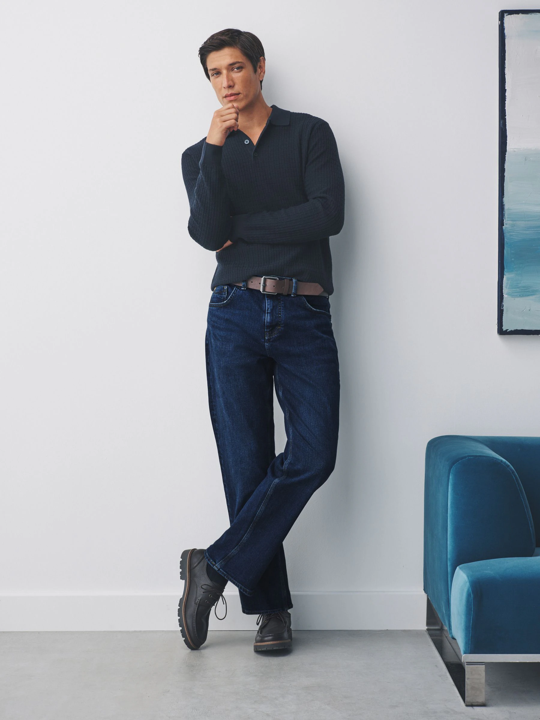 Blauw - Straight fit - Signature jeans met ceintuur