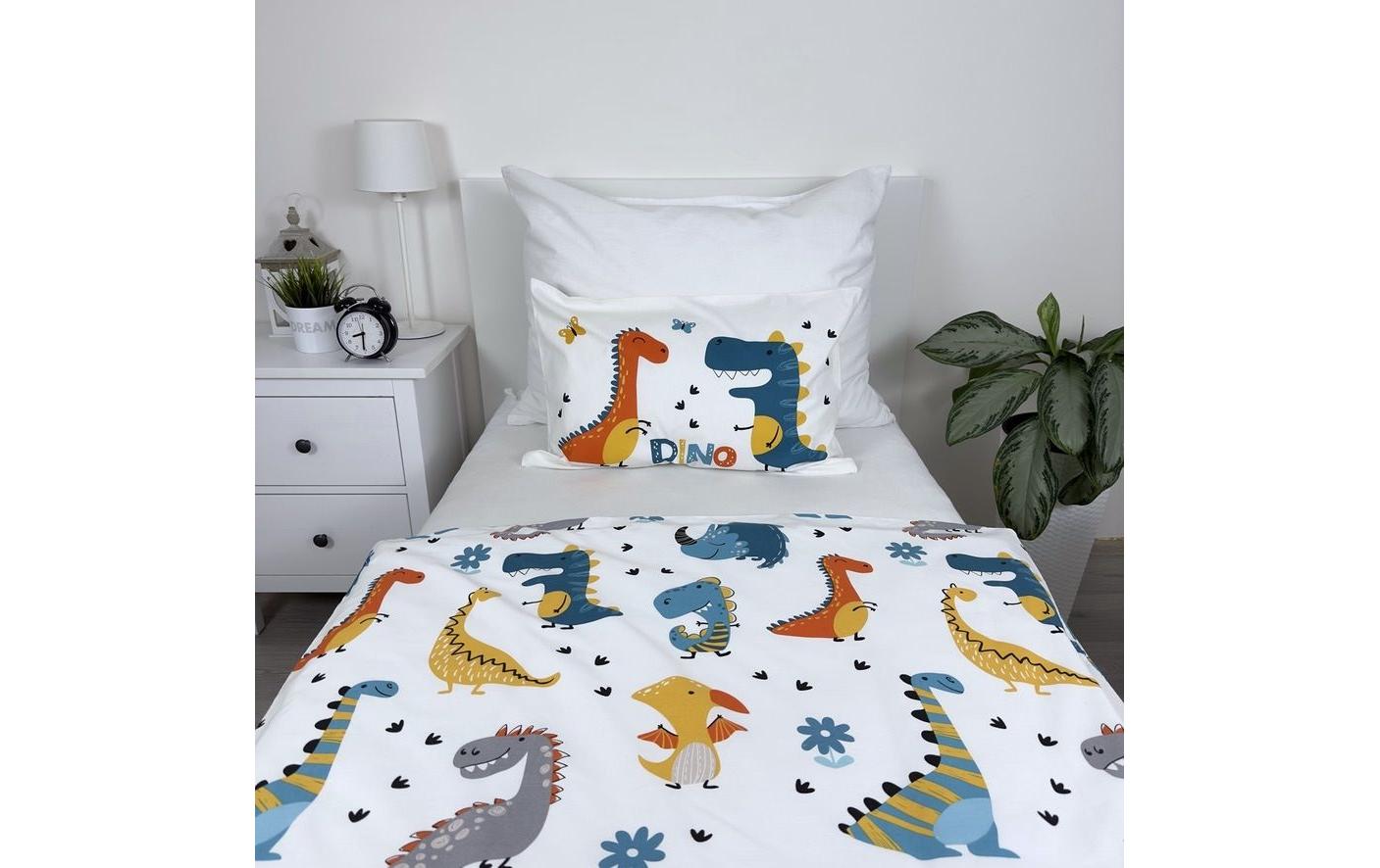 Kinderbettwäsche Dino world 100 x 135 cm + 40 x 60 cmBettwäscheset für ein kleineres Kinderbett