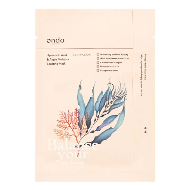 Ondo Beauty Masque en tissu hydratant Acide hyaluronique et Algues - 25 ml