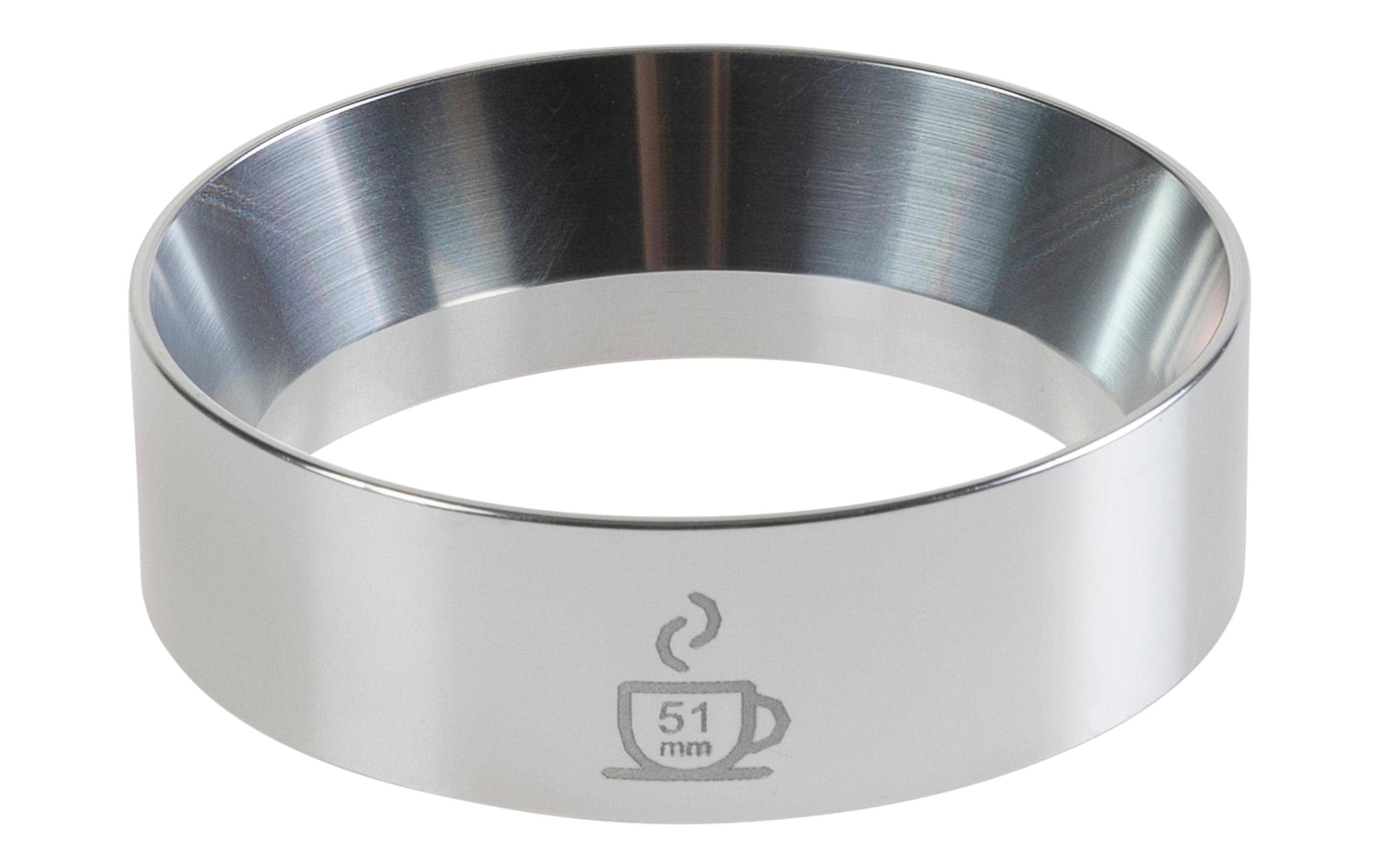 Dosiertrichter 51 mm, AluminiumFülltrichter verhindert Kaffeepulververlust beim Mahlen
