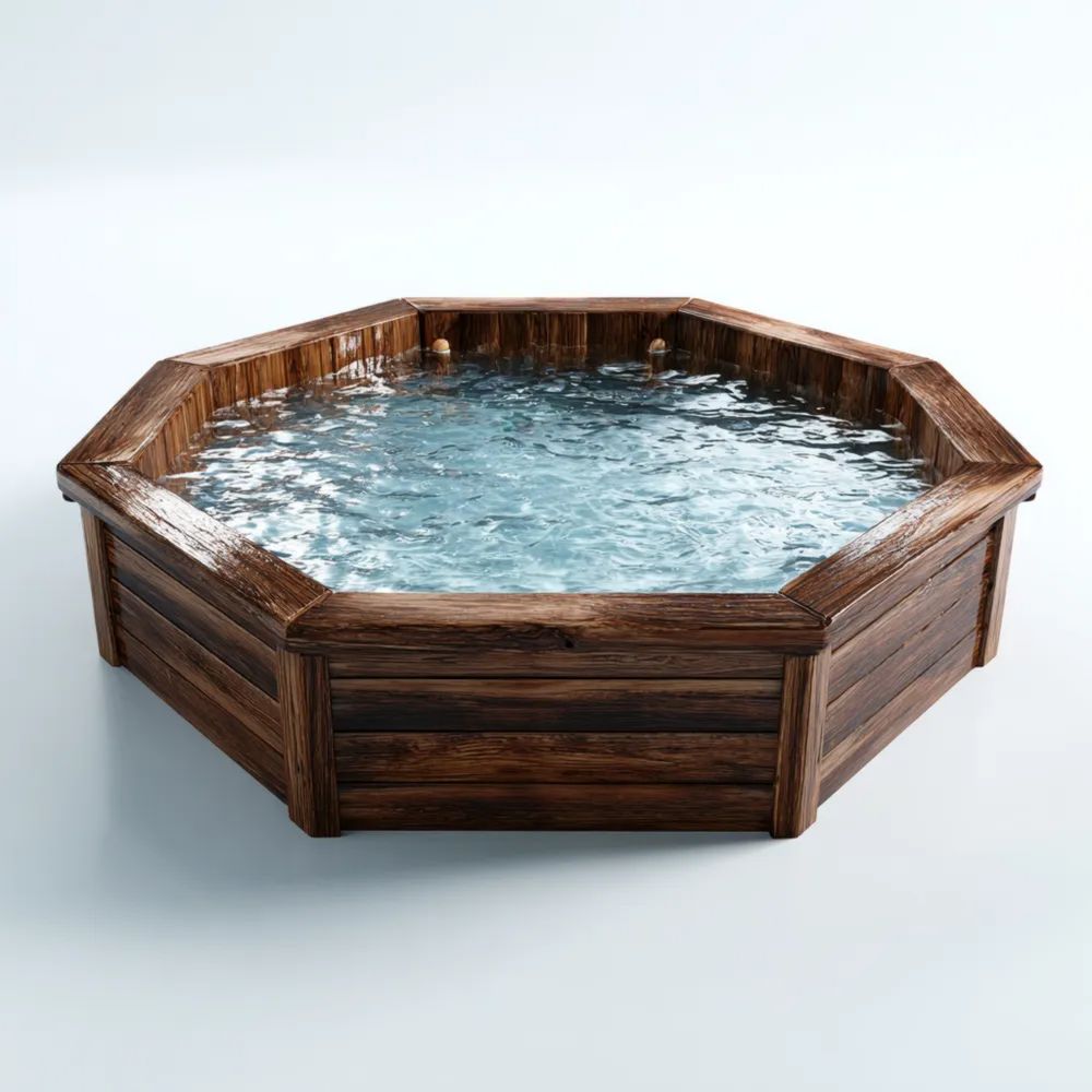 Holzpool - 8-eckig 300x300x120 cm - Rustikaler Stil