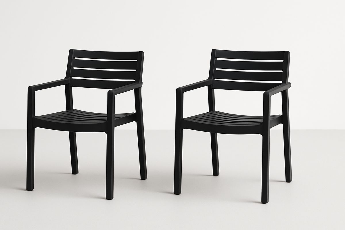 Outdoor Stuhl Set aus Polypropylen in Schwarz