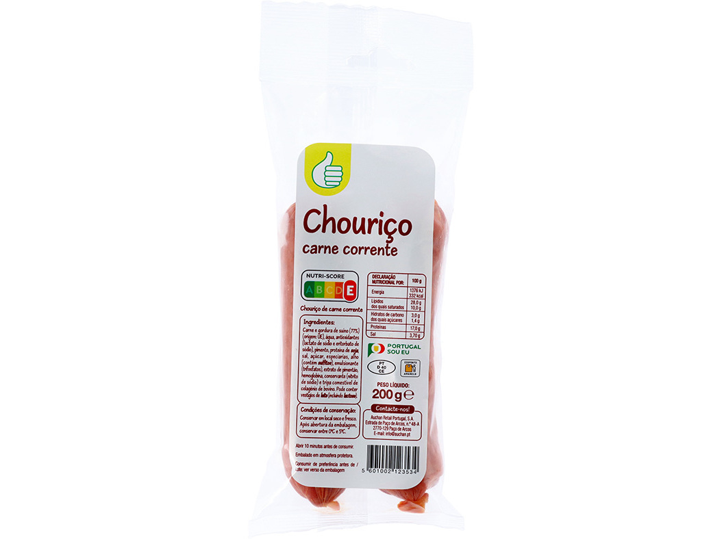 CHOURIÇO DE CARNE CORRENTE POLEGAR 200 G