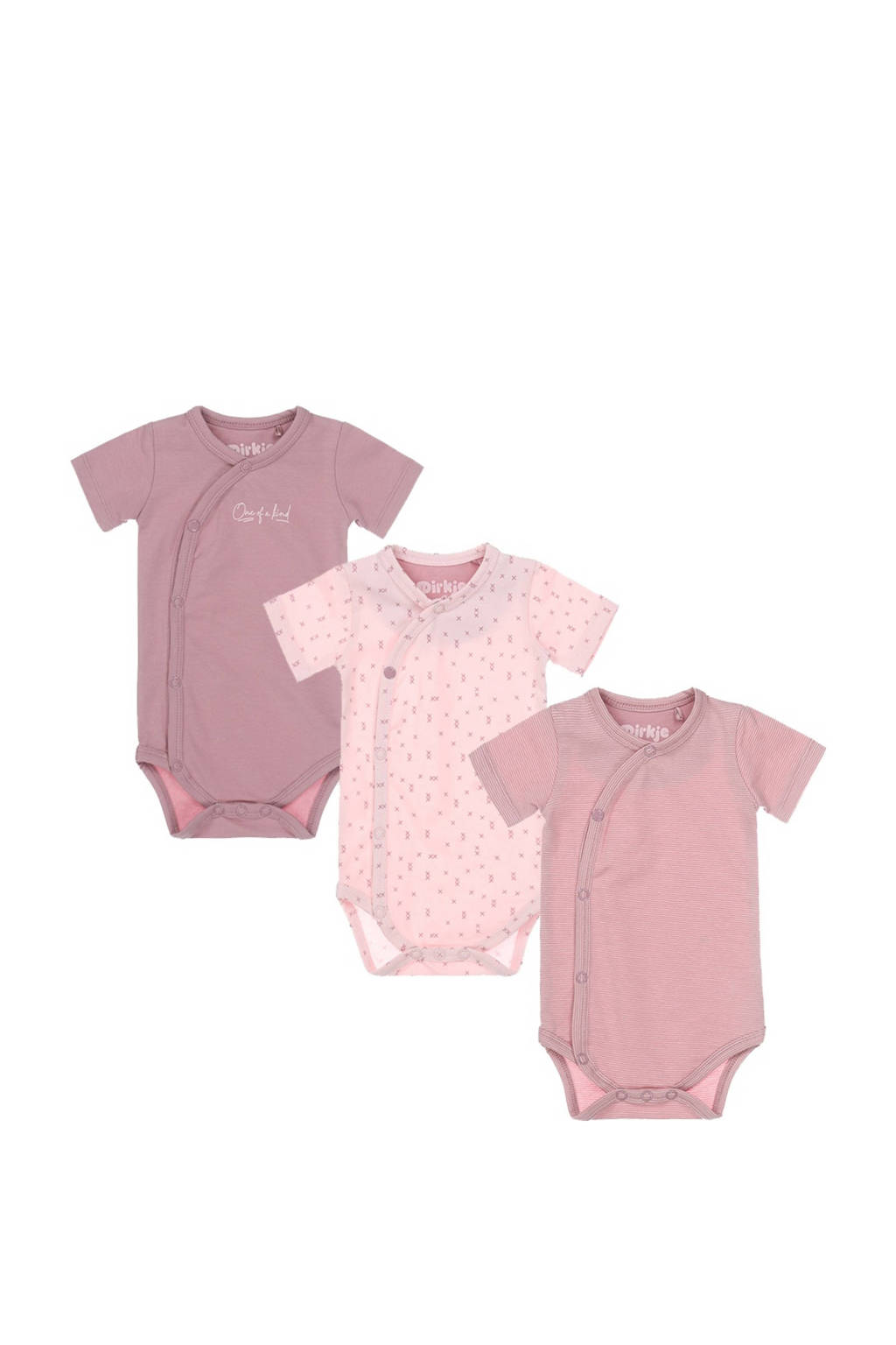 Dirkje baby romper - set van 3 roze