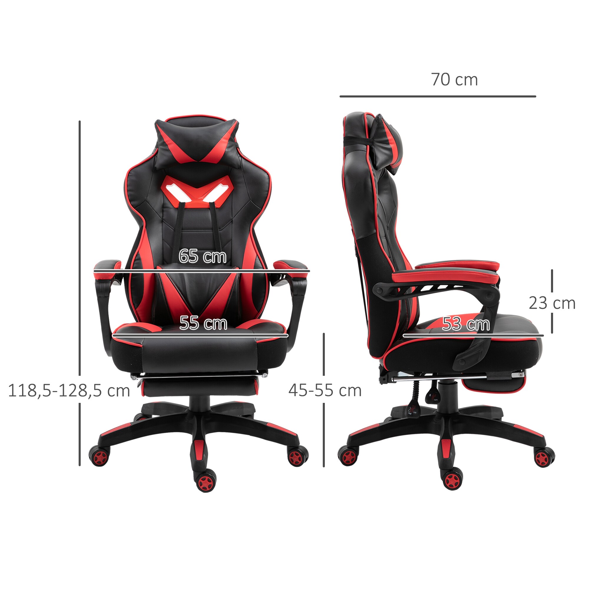 Vinsetto Gamingstuhl mit Liegefunktion 65 x 70 x 118,5-126,5 cm (BxTxH)