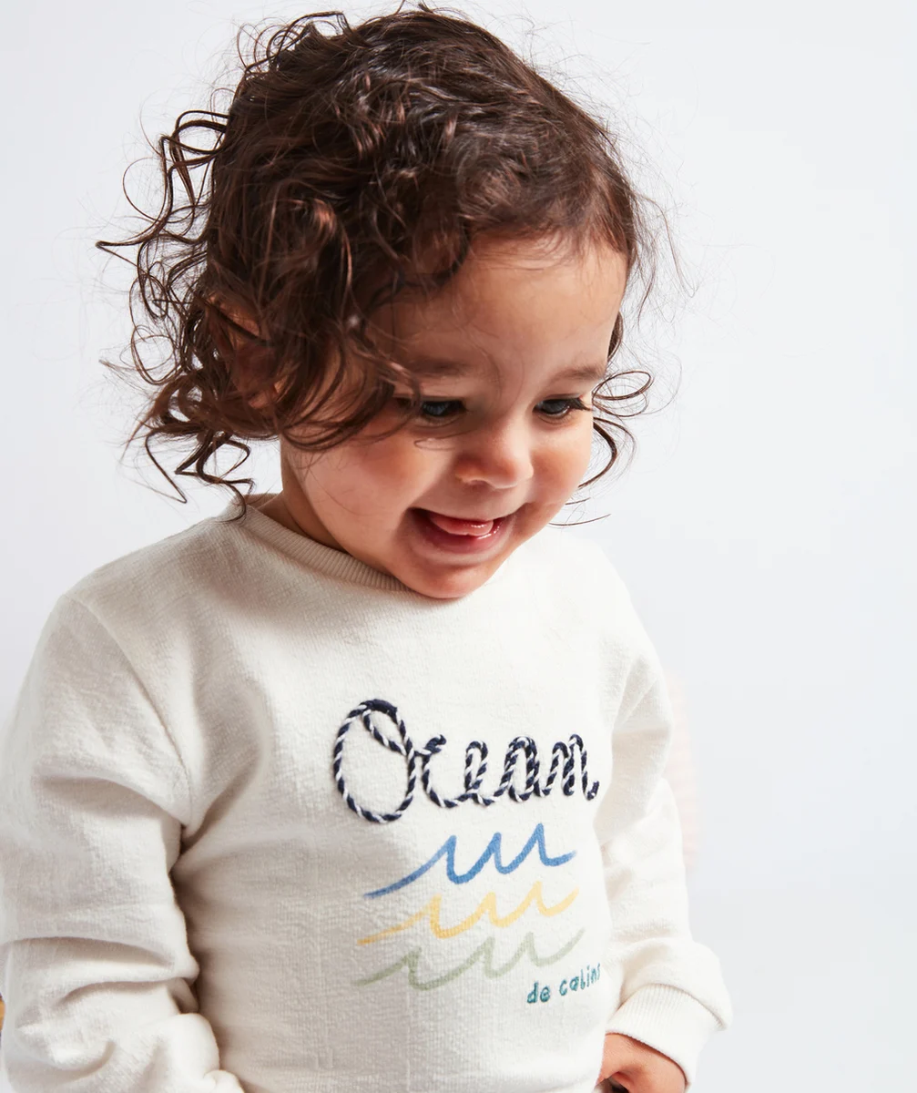 T-SHIRT BÉBÉ GARÇON EN COTON BIO BLANC THÈME MARIN