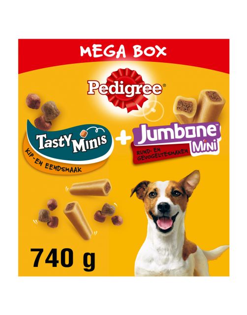 Pedigree Megabox Tasty Bites + Jumbone - Hondensnacks - Rund Gevogelte 740 g