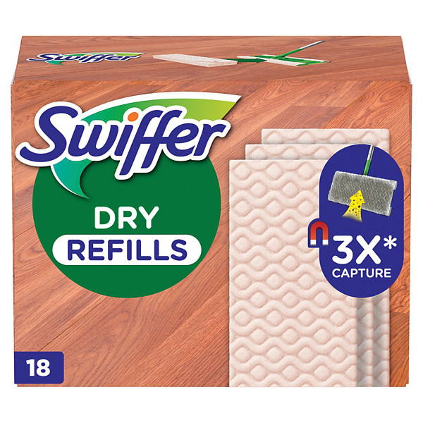 Lingettes bois et parquet Swiffer Dry, boite de 18