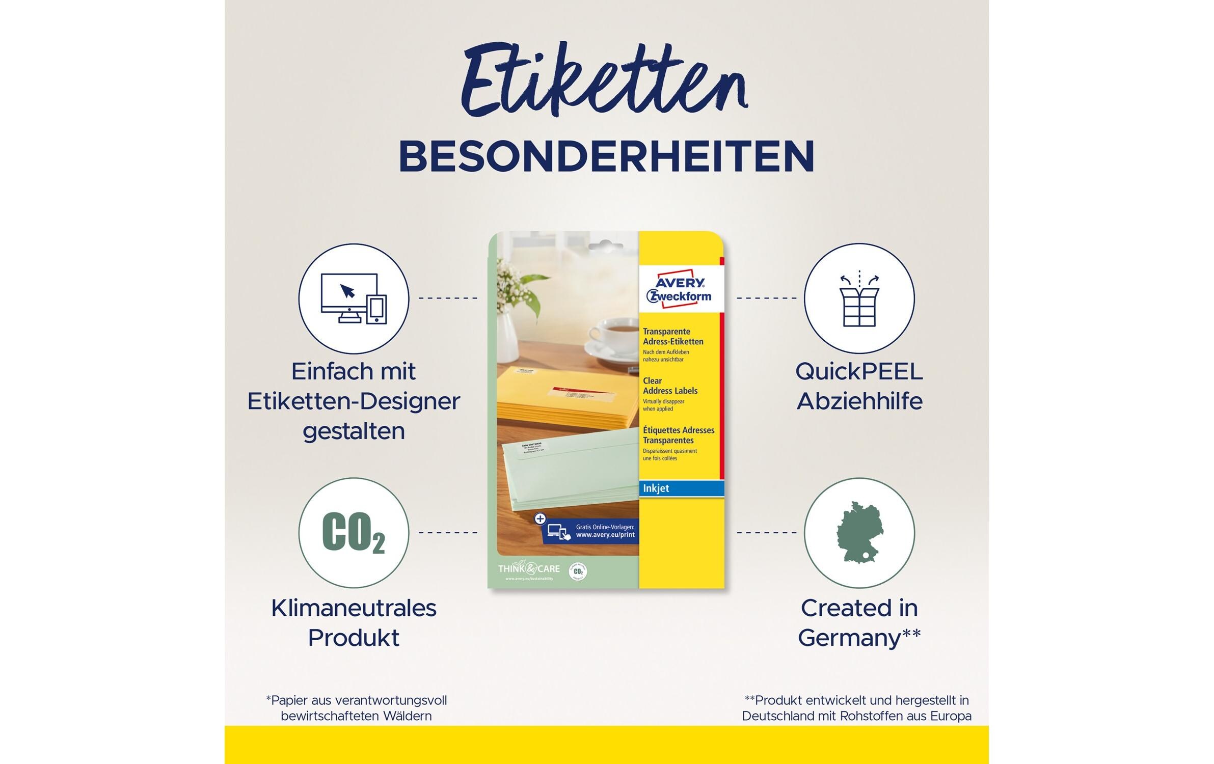 Adressetiketten 45.7 x 21.2 mm, 25 BlattUmweltfreundliche Adress-Etiketten