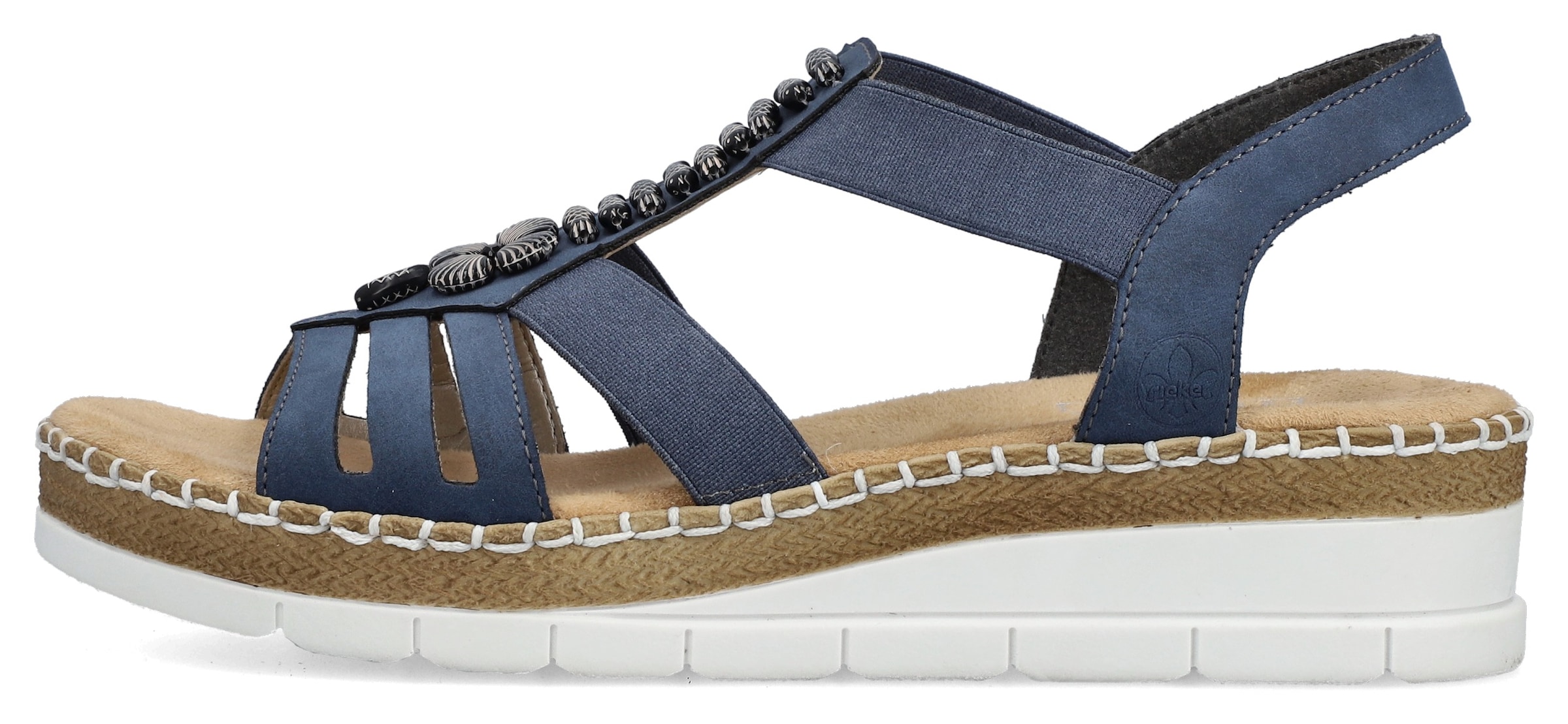 Rieker Riemchensandale  , Sommerschuh, Sandalette, Keilabsatz, mit modischen Schmuckelementen