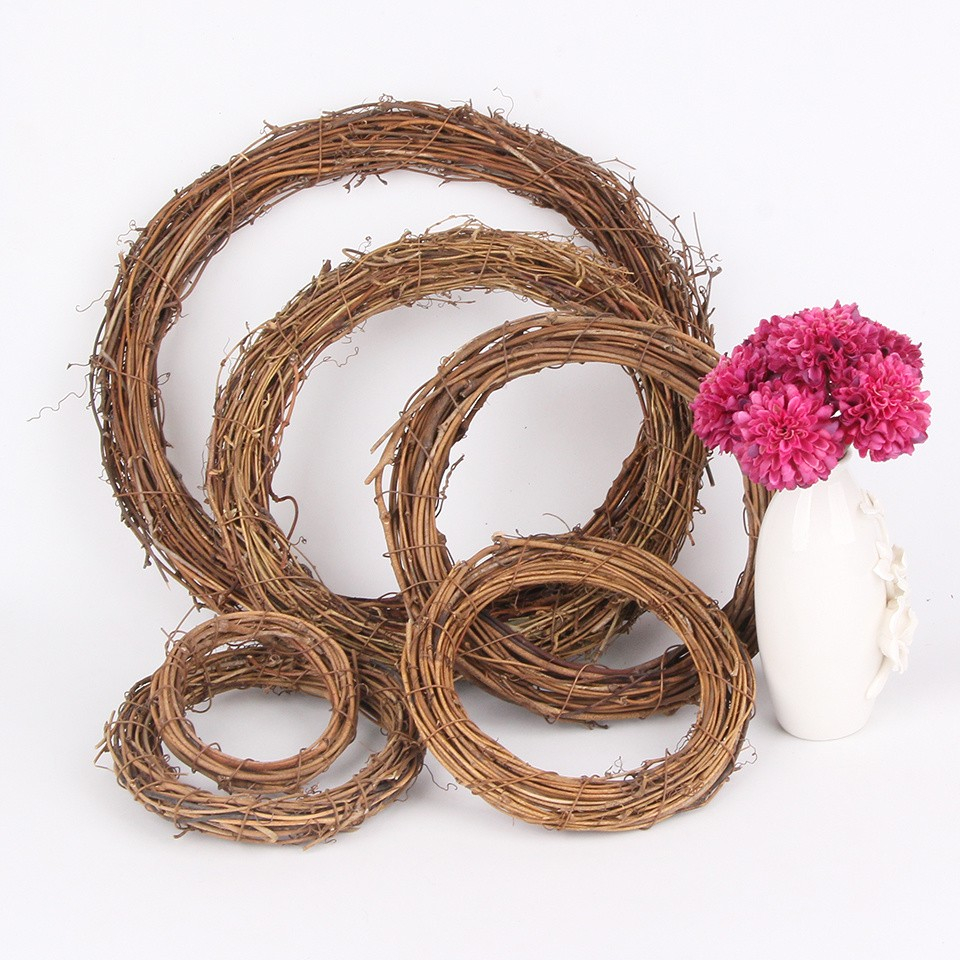 (Ø20cm) Rattan Ring DIY Hygge Lifestyle Deko Kranz für Blumen - Braun