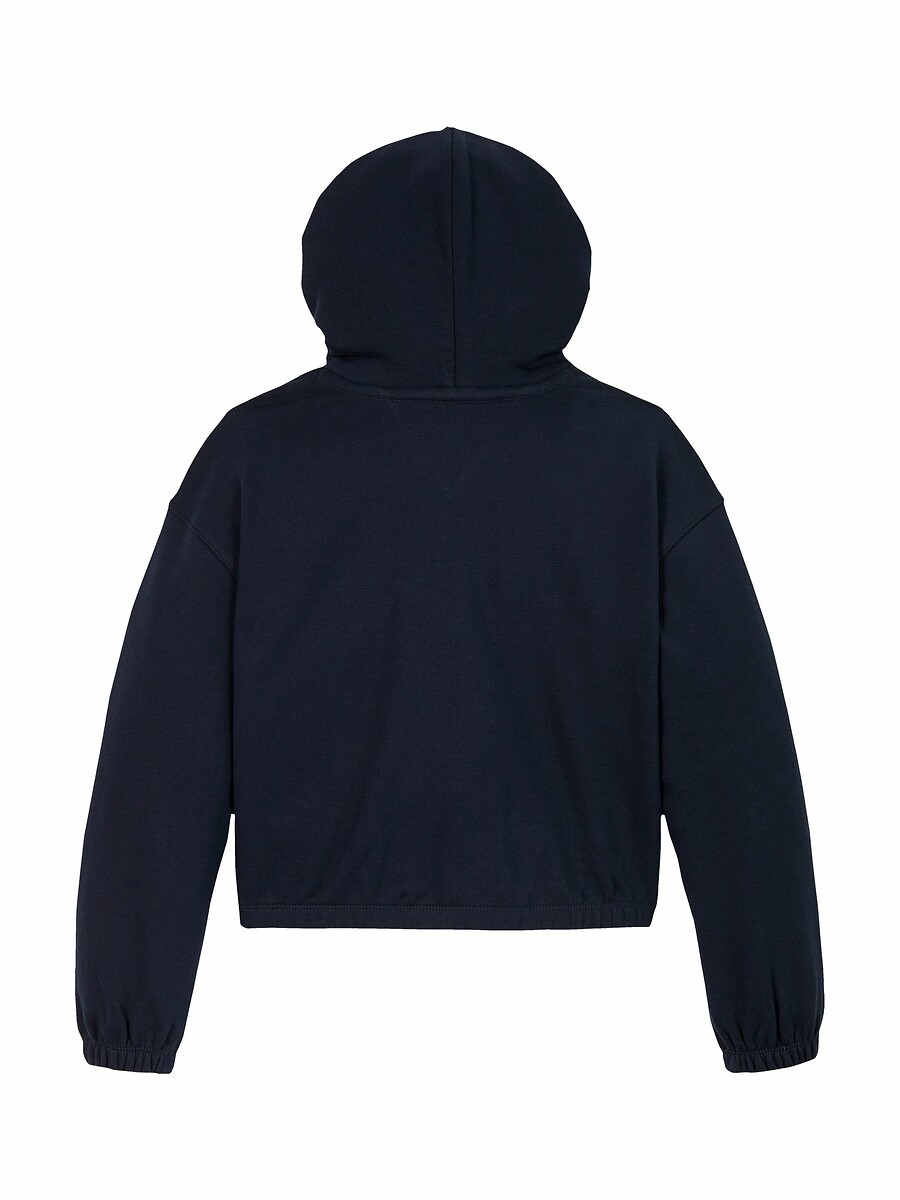 TOMMY HILFIGER<br>Moletom com capuz, logo com lantejoulas, tecido fleece