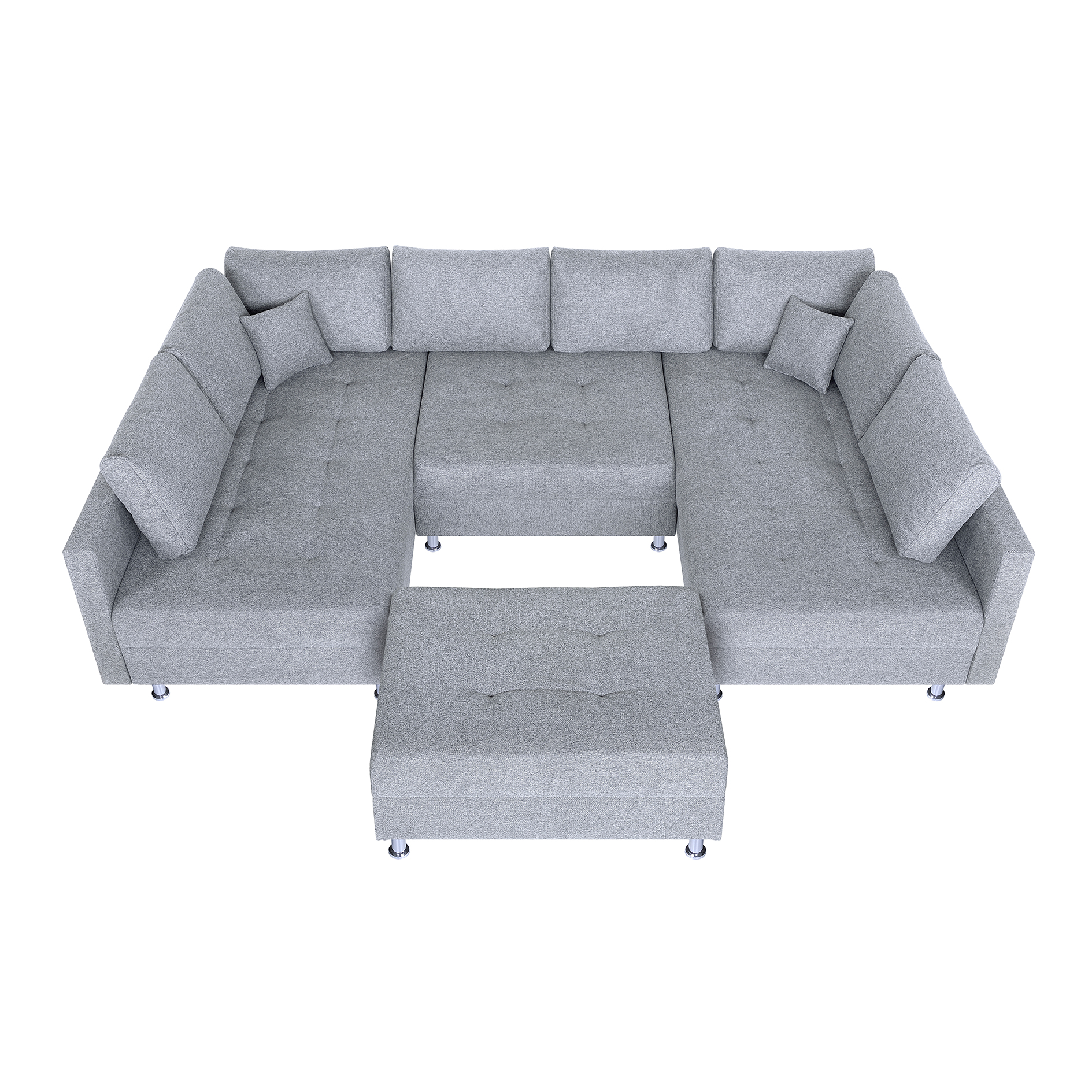 Wohnlandschaft - silber - Strukturgewebe - Federkern