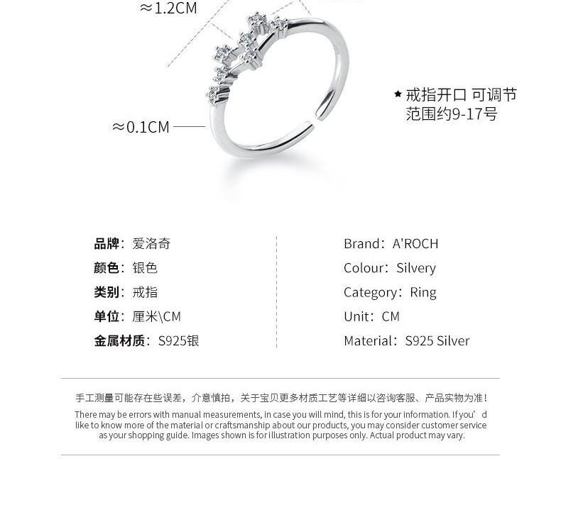 A'ROCH - 925 Sterling Zilveren Open Ring met Strass en Zodiac-steentjes
