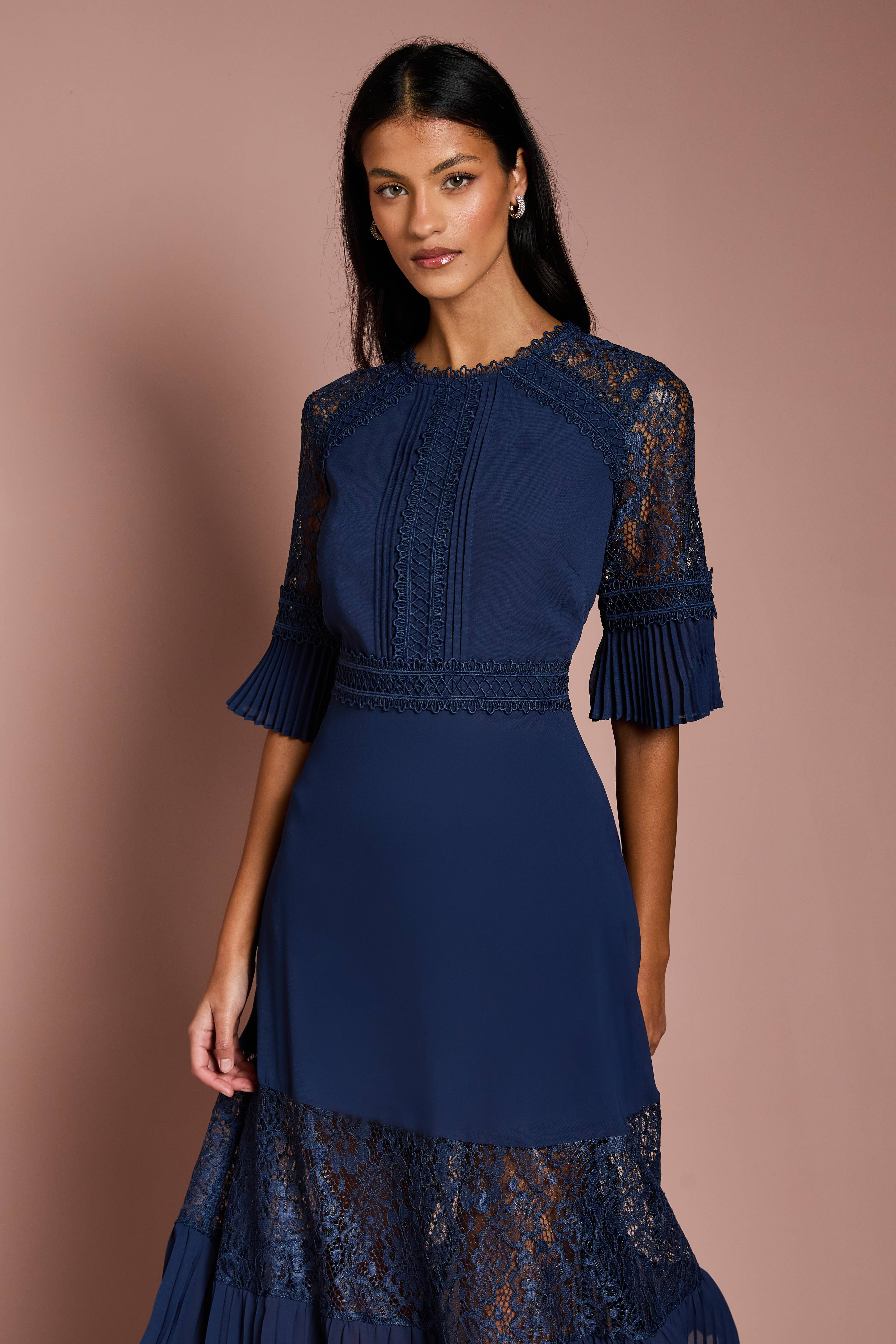 Coast Robe Midi Petite avec Inserts en Dentelle