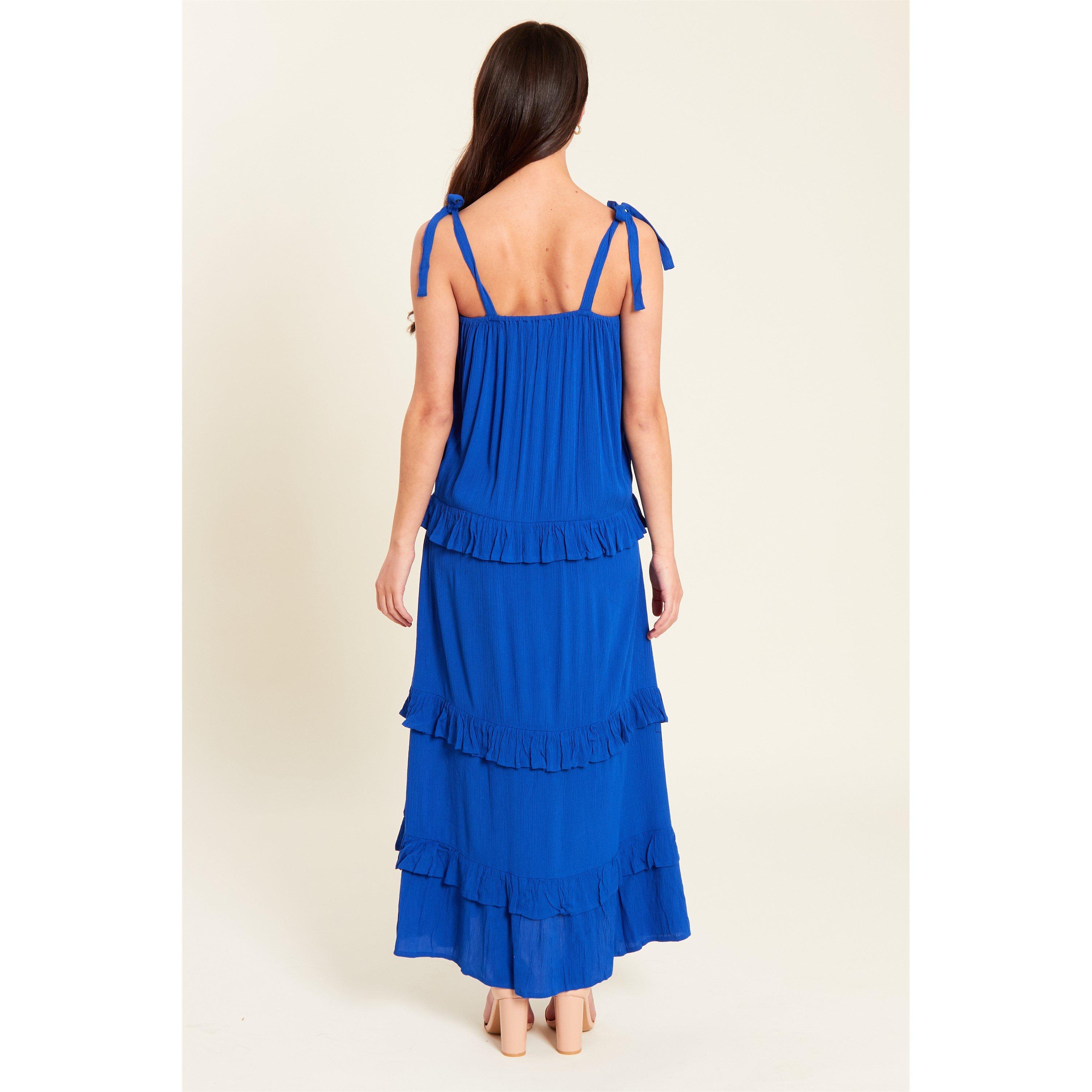 Be You Strappy Tiered Crinkle Midi Dress