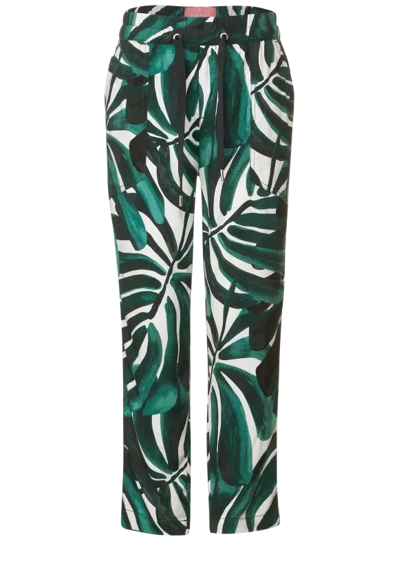 Loose Fit Hose mit Print - lagoon green