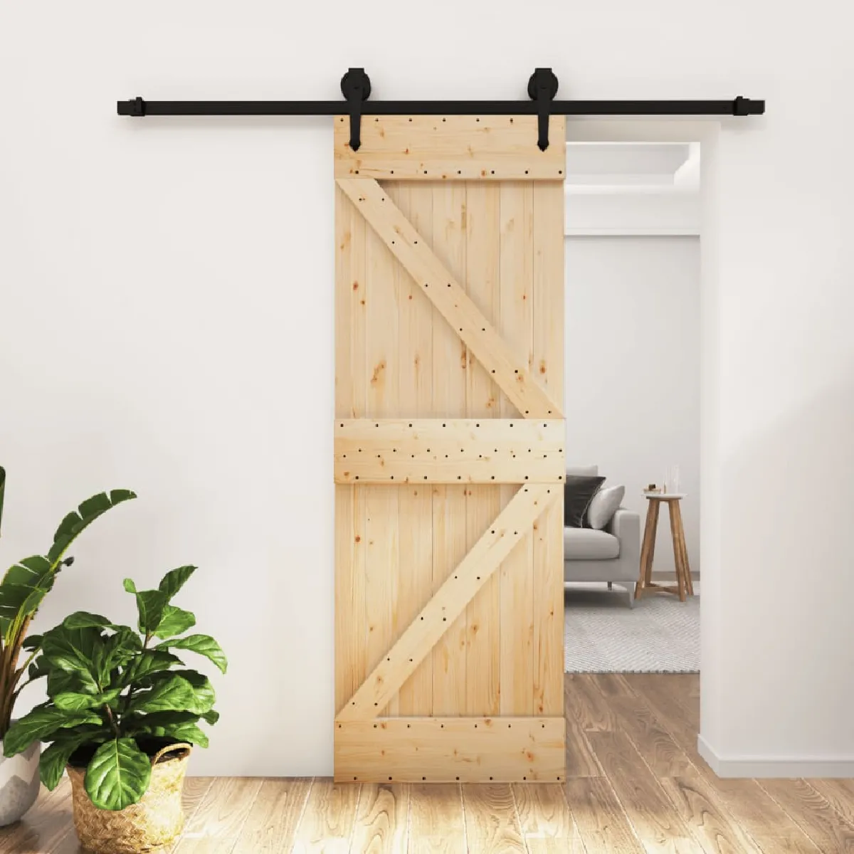 vidaXL Porte coulissante pin massif 70x210 cm avec kit