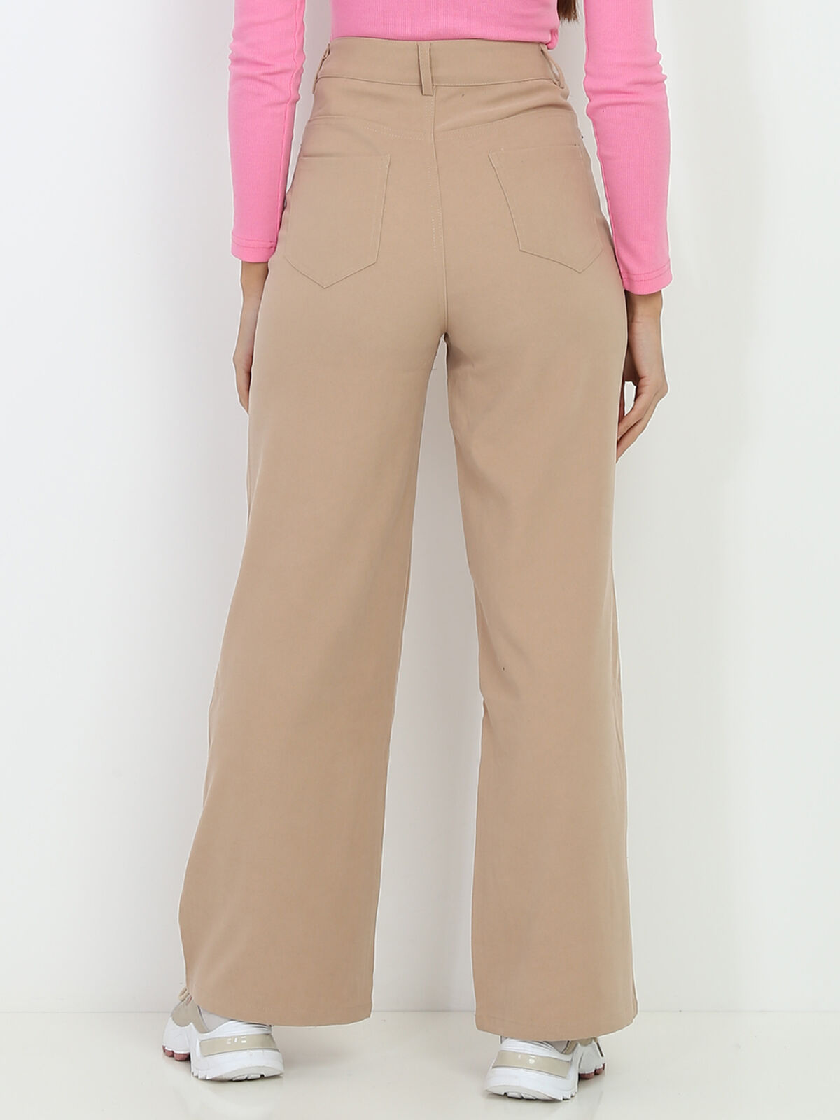 Pantalon large à taille haute- Camel