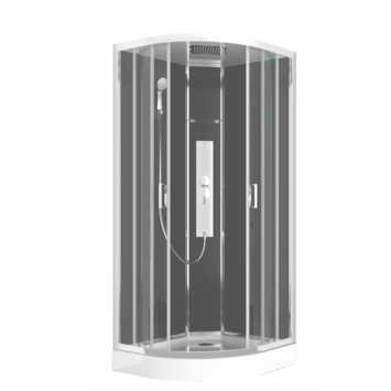 Allibert complete douchecabine Gipsy met schuifdeur zilver kwartrond 90 x 90 cm