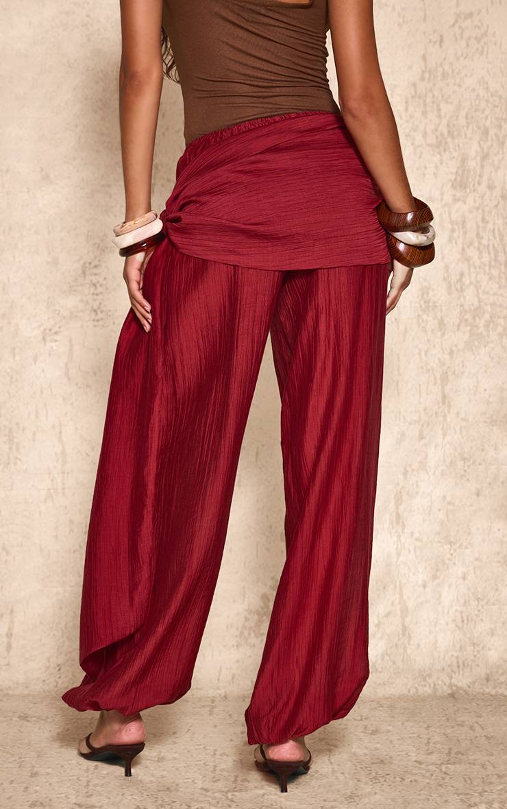 Rouille Pantalon Ballon Léger En Tissu Gaufré Avec Lien À Nouer