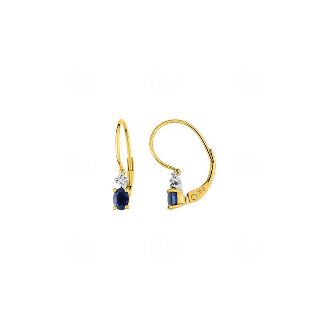Ohrringe 750/18 K Gelbgold mit Saphir und Diamant 0.01ct.