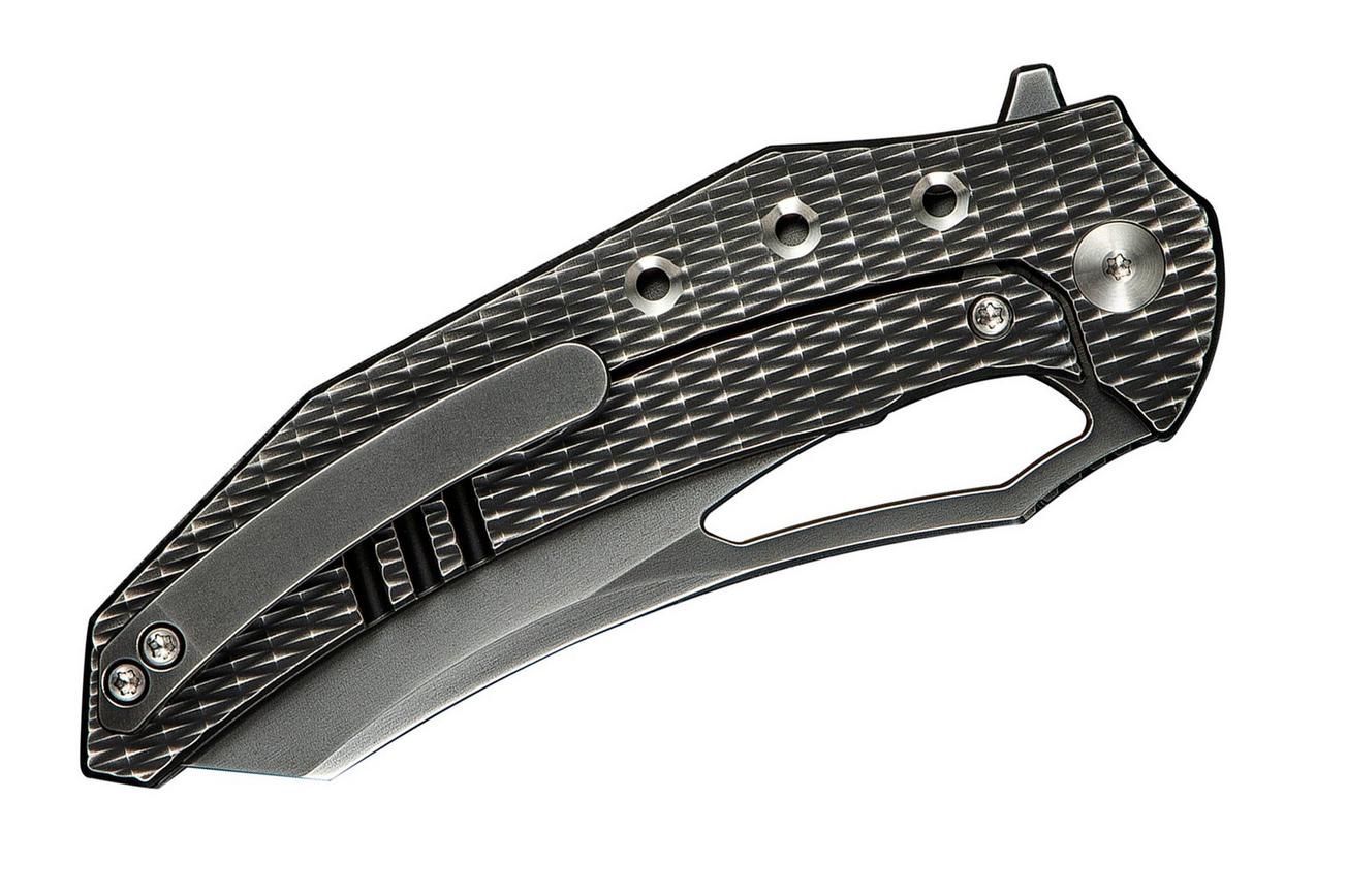 WE Knife Epaulette WE24024-4 Polished Gray Bohler M390 Diamond Patterned Polished Gray Titanium, zakmes, Gavko Knives design