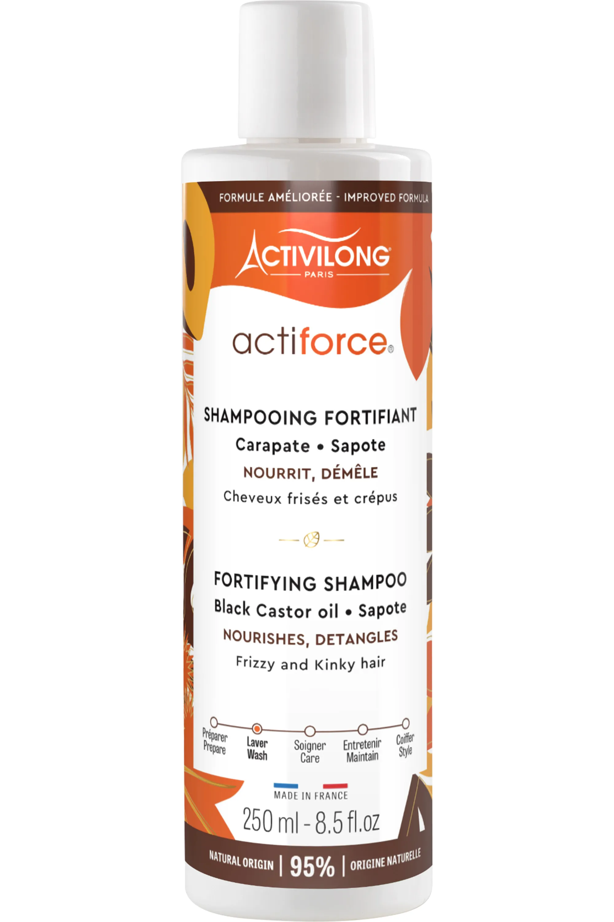 Activilong Shampoing fortifiant pour cheveux frisés & crépus Actiforce-250 ml