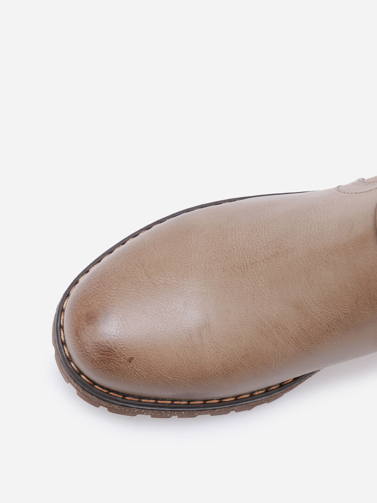 Bottines plissées bi-matières- Taupe