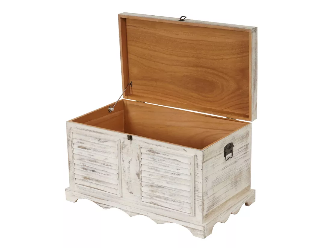 Coffre en bois H356, blanc