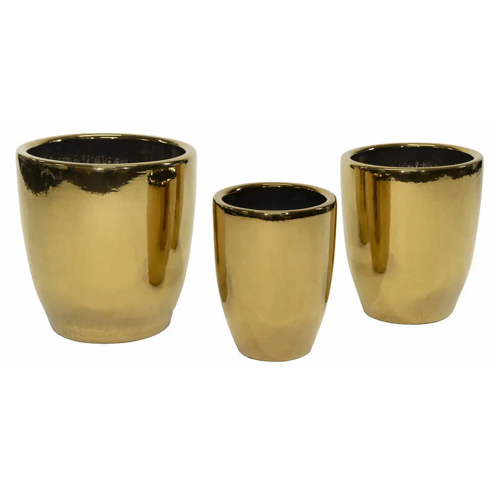 Mega Collections Bloempot Emperor - rond - goud - D39 x H42 cm
