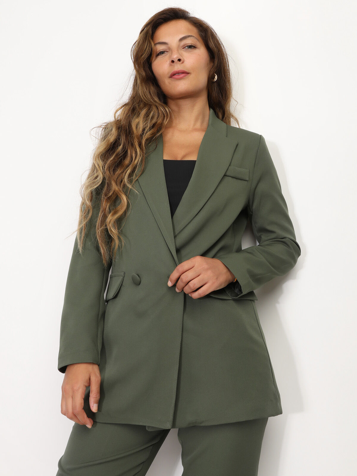 Ensemble tailleur droit- Kaki