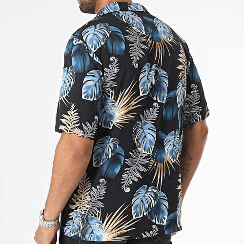 Chemise Manches Courtes Noir Floral