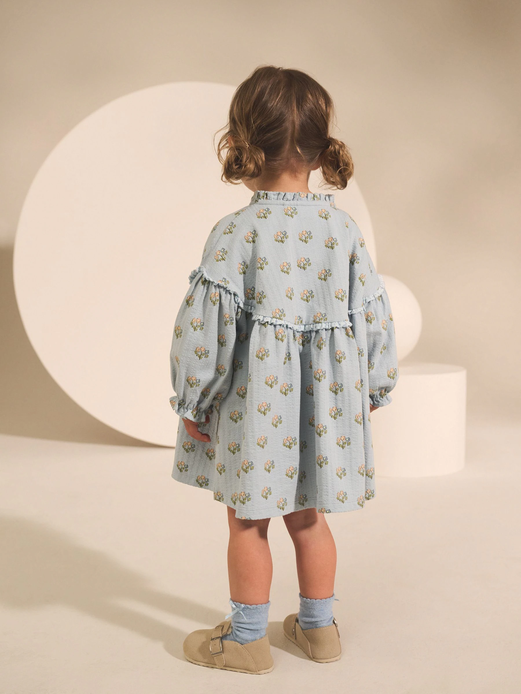 Blauw - Jurk met pofmouwen (3 mnd-7 jr)