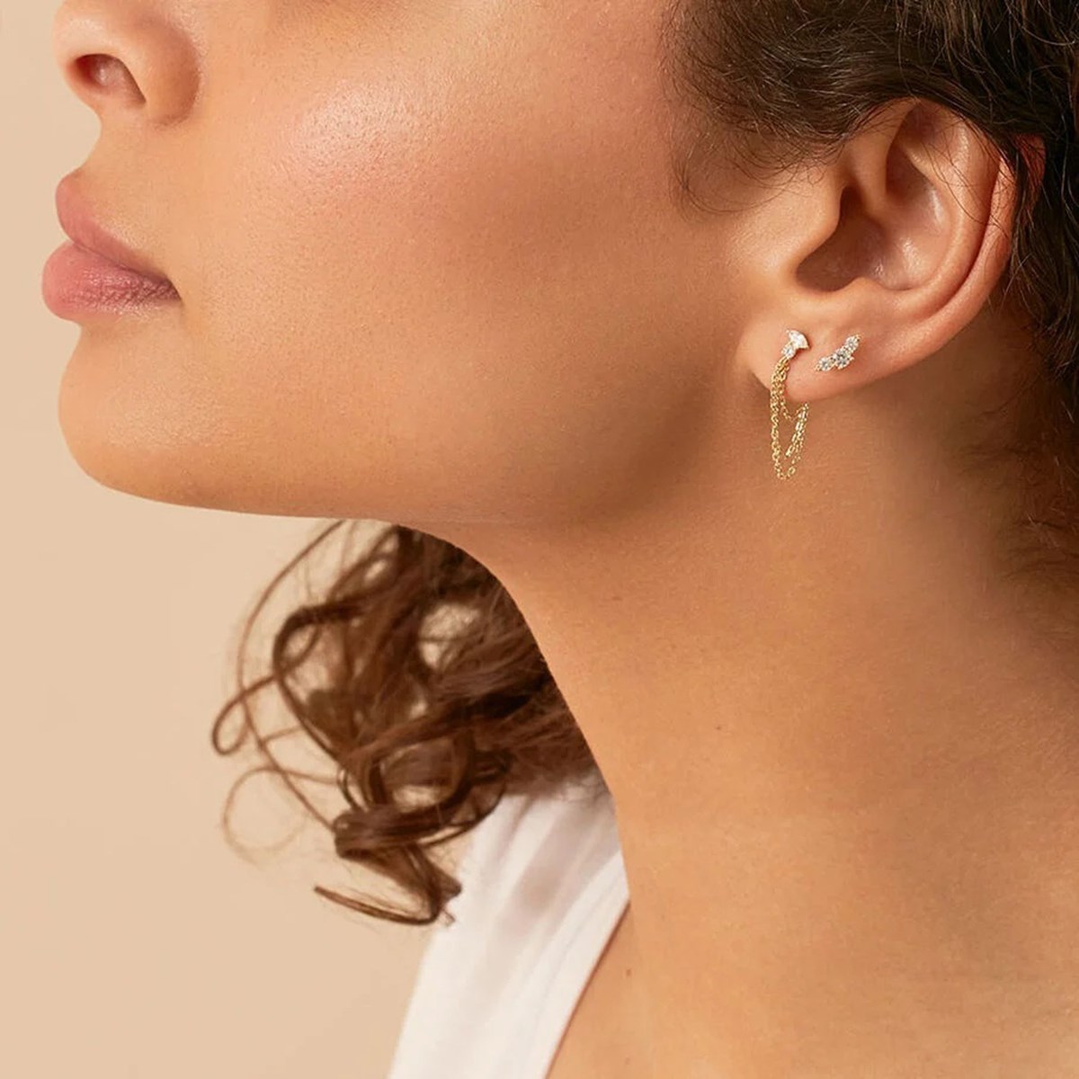 Piercing puce Agatha Croissan doré