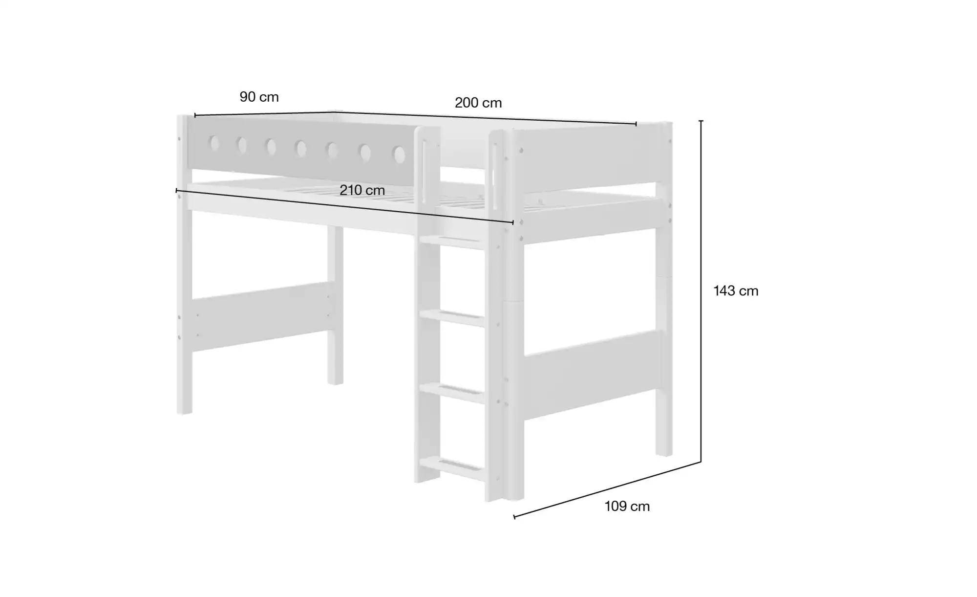 FLEXA Mittelhohes Bett Flexa White