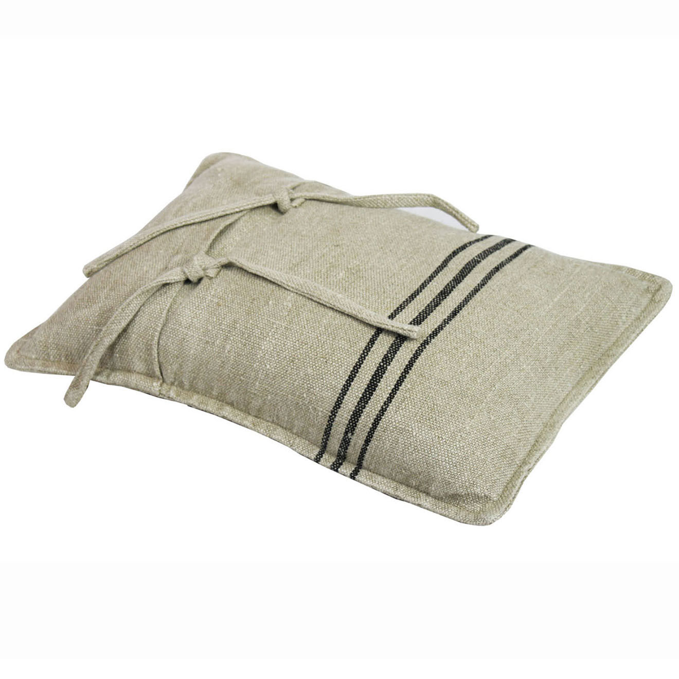 En Fil d'Indienne Housse de coussin Lin Franges noire - 30x45 cm