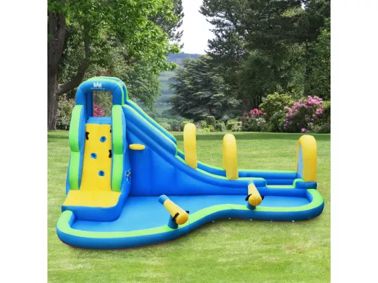 Château Gonflable avec Toboggan Aquatique/Pistolet de l'eau Fait en Plastique et vinyle, pour Enfants de 4 à 12 Ans, Charge Max 120 kg (Souffleur Non Inclus)