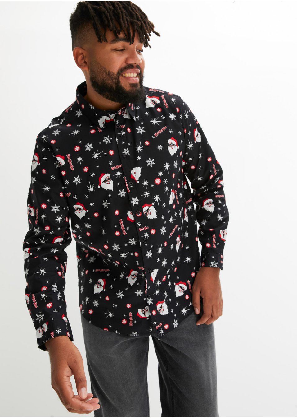 Chemise manches longues avec imprimé de Noël, Slim Fit