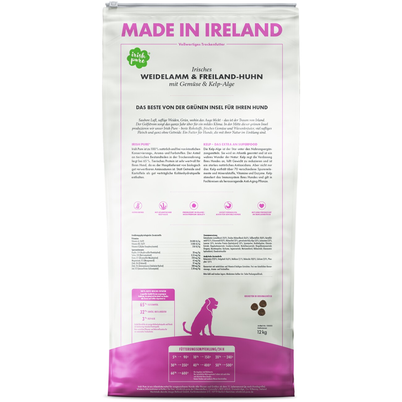 Irish Pure - Lamm, Huhn + Gemüse & Kelp 1,5 kg