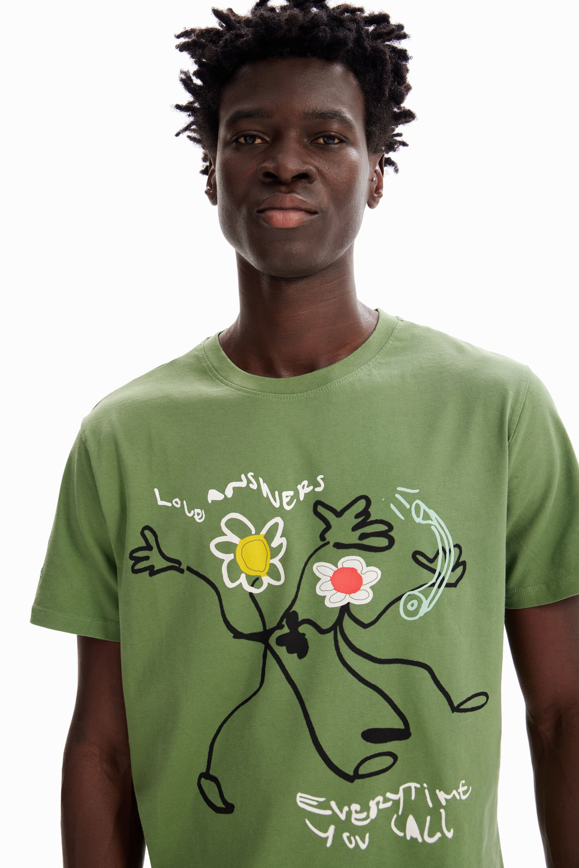 T-shirt kaki fleurs