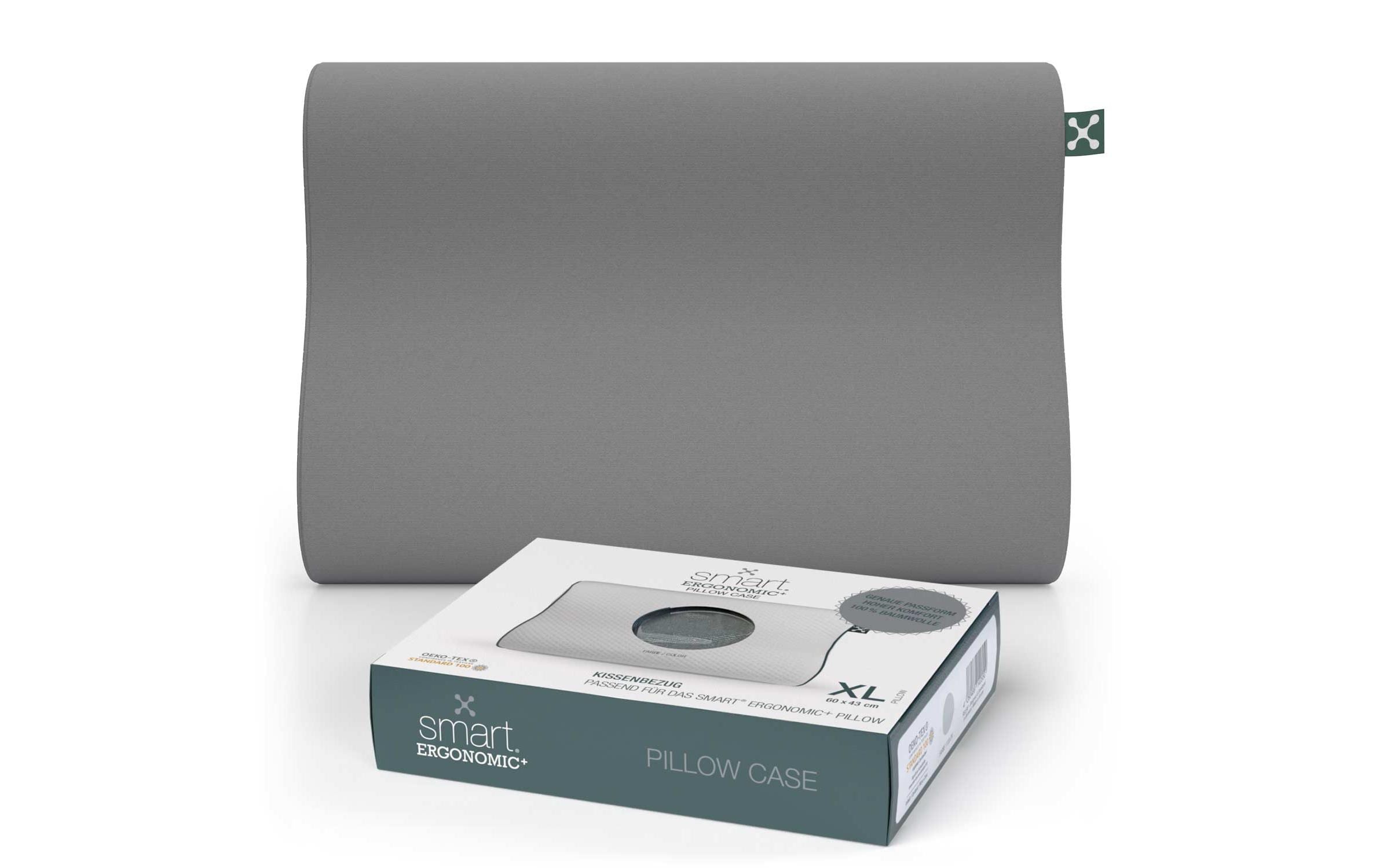 Kopfkissenbezug Ergonomic + XL 55 x 35 x 12 cm, GrauKissenhülle