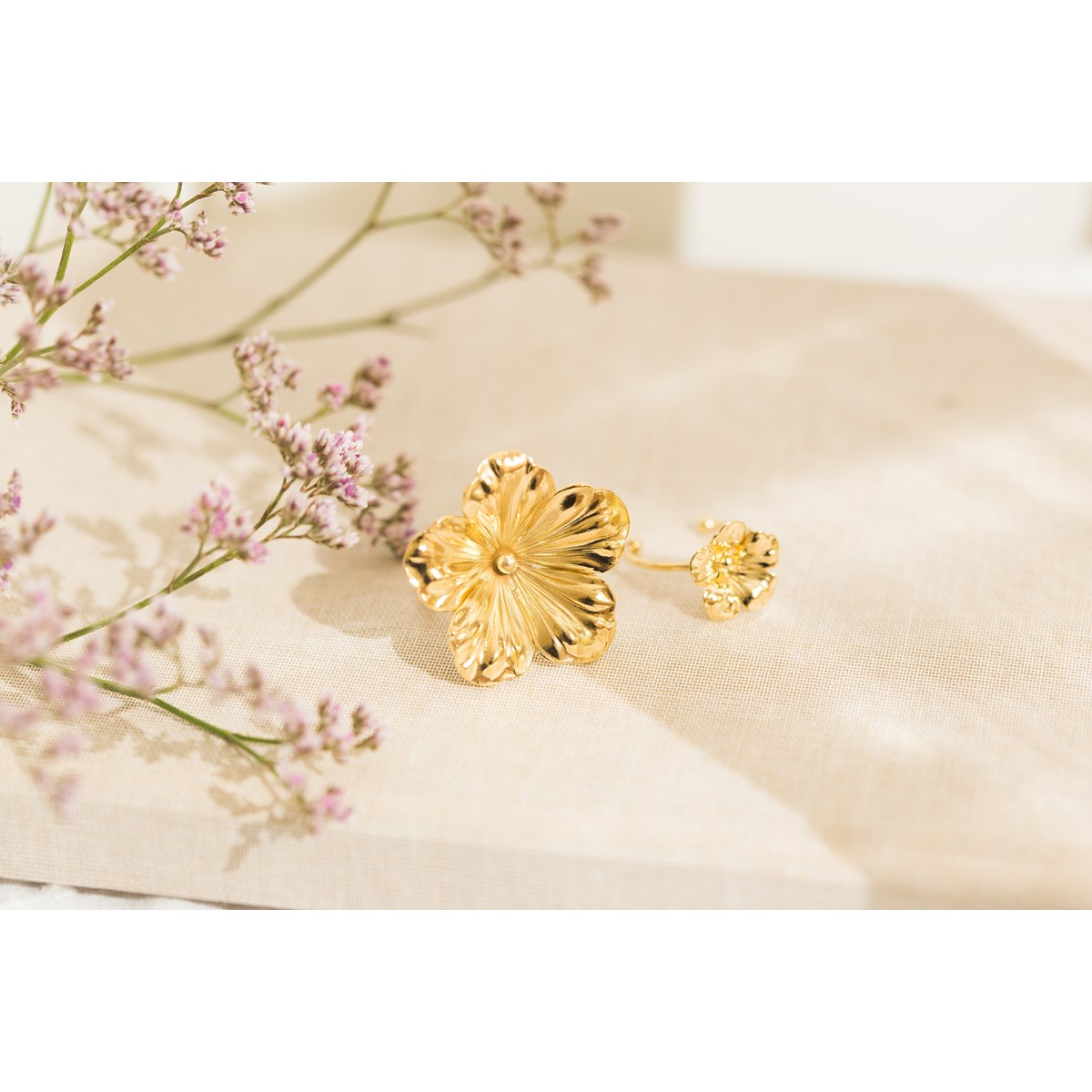 bague fleur doré à l'or fin - GAÏA