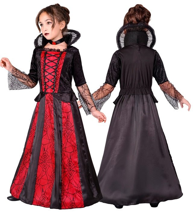 Halloween Jurk Rood Zwart Meisje Vampier Lang