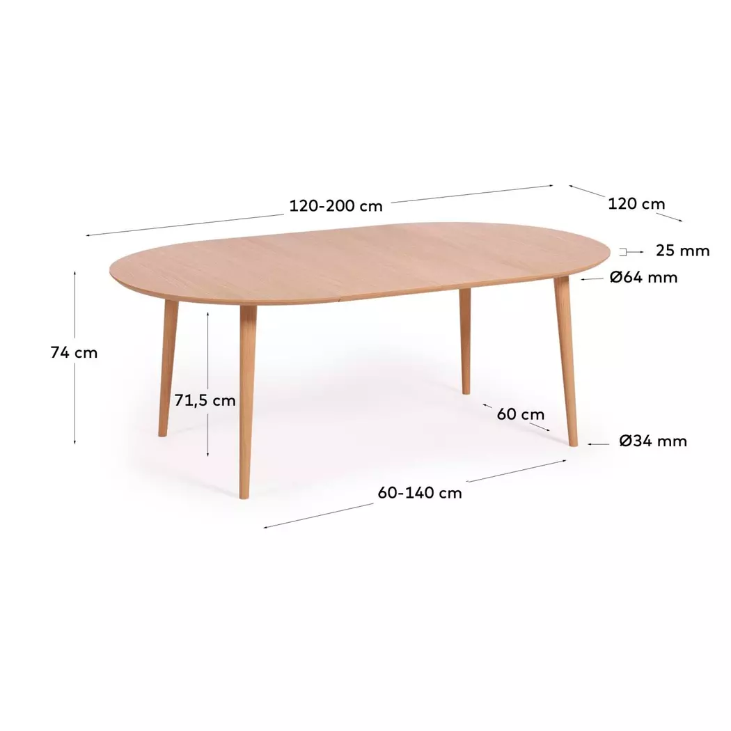 Esstisch mit Auszug Oakland Ø 120/200 cm