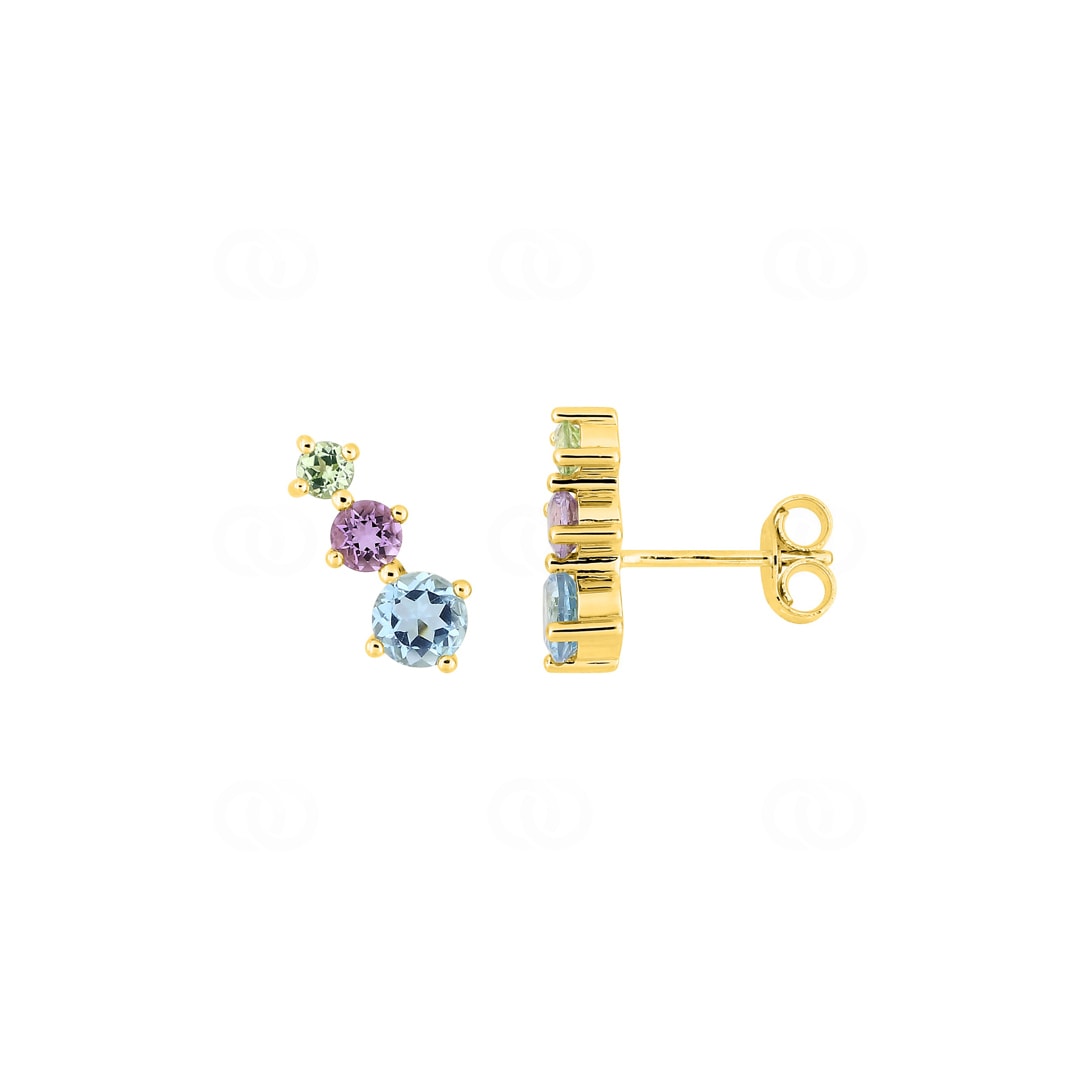 Ohrstecker 375/9 K Gelbgold mit Farbsteinen