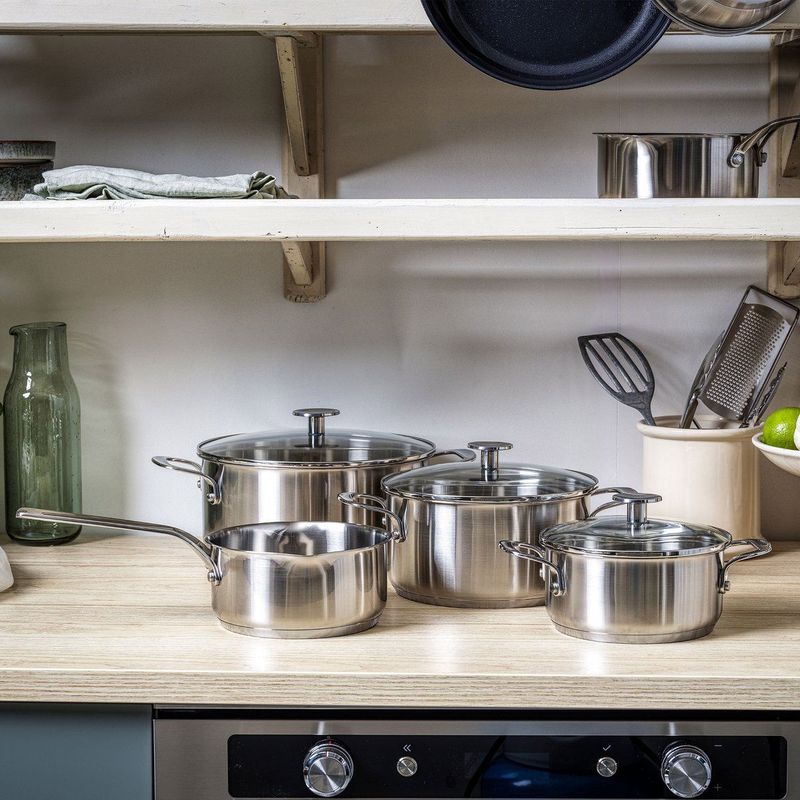 KitchenAid Stainless Steel kookpannenset met deksels 4-delig - RVS - inductie - PFAS-vrij